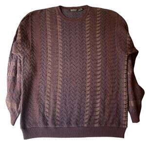 Segreto Men Sweatshirt size L Burgundy Geometric Long Sleeve Pullover